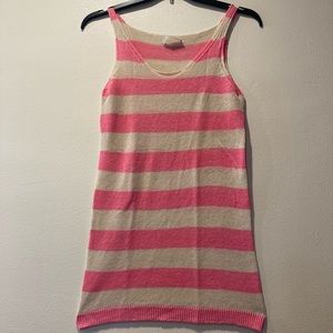 Stefanel brand Italian made pink and white stripe tunic tank t-shirt tee, size M